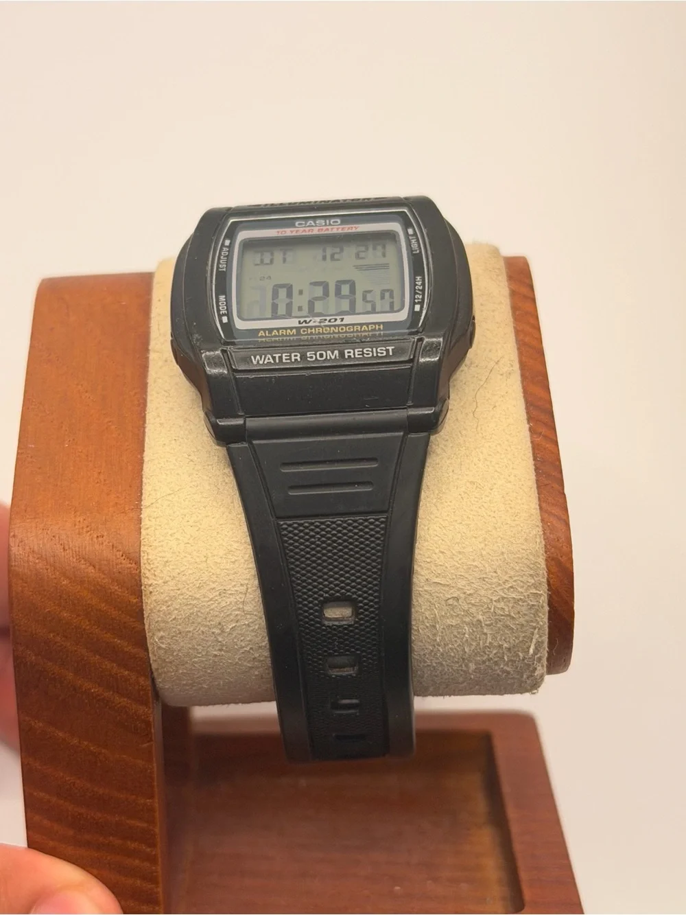 Casio 2879 W-201 Unisex 35mm Black Resin Digital‎ Chronograph Illuminator Watch